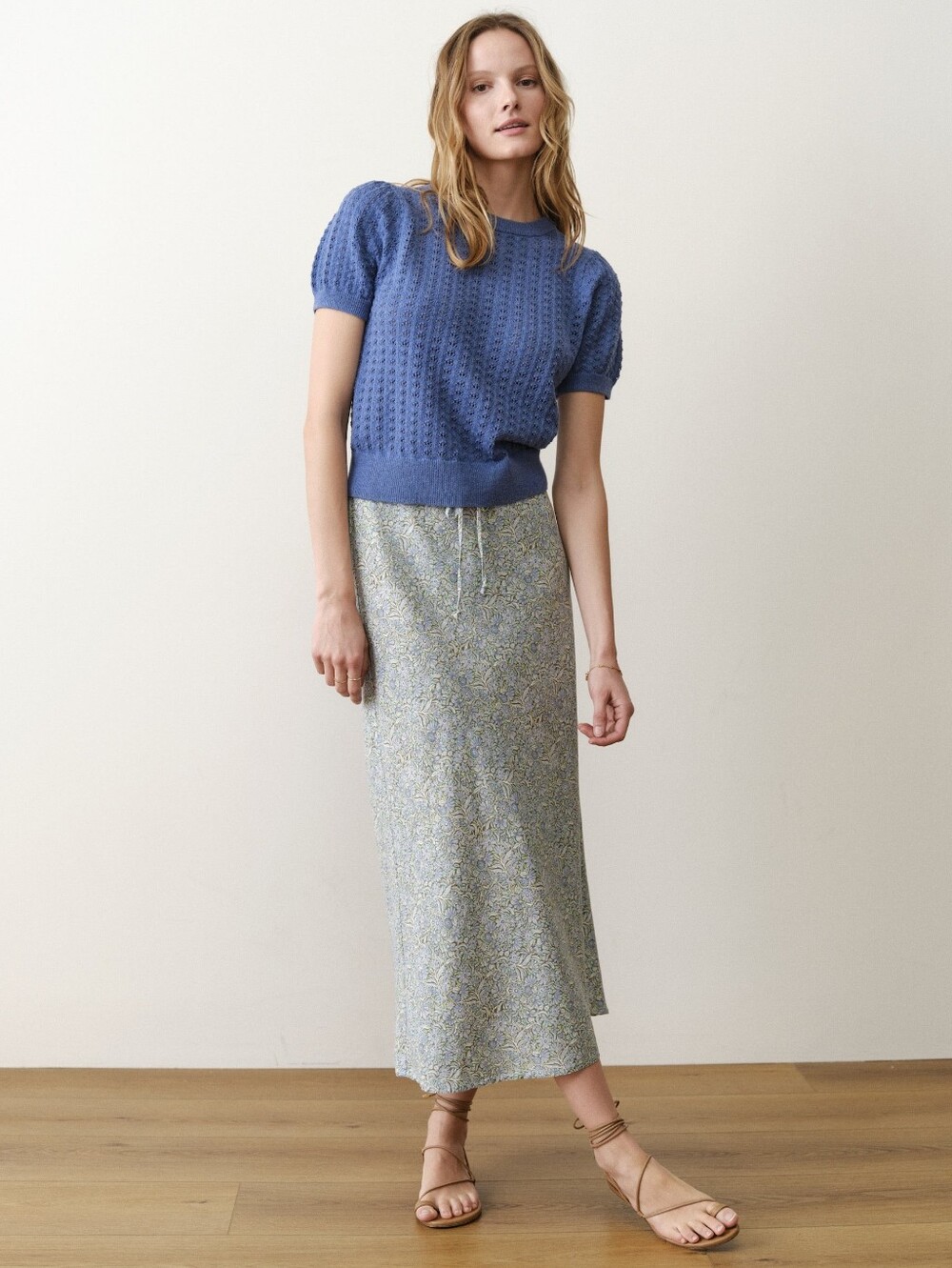 Marine Layer Avery Hemp Skirt In Sea Floral
